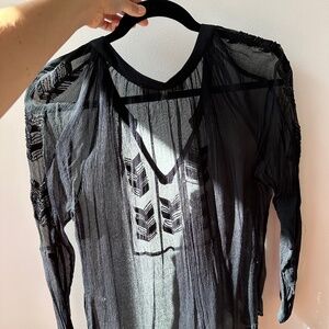Lovers & Friends Sheer black top with embroidery